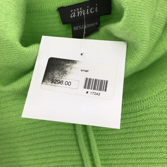Pure Amici Women’s 100% Cashmere Pull-Over Sweater In Lime Green NWT Size Small - Picture 7 of 7
